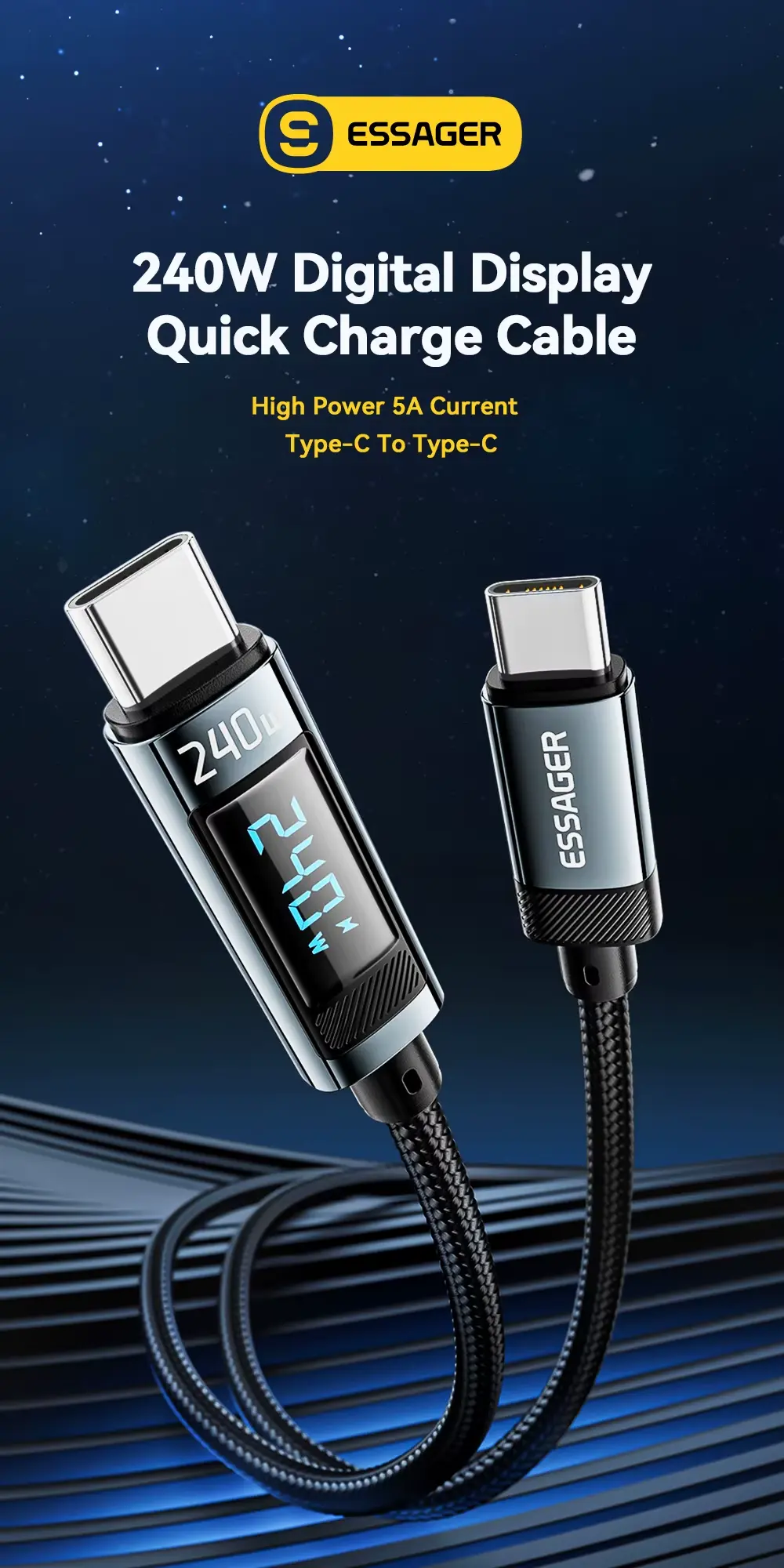 usb kabel 2m 240W