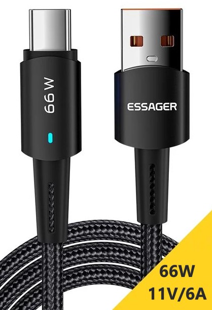 Rýchlonabíjací kábel USB/typ-C 1m 66W/6A