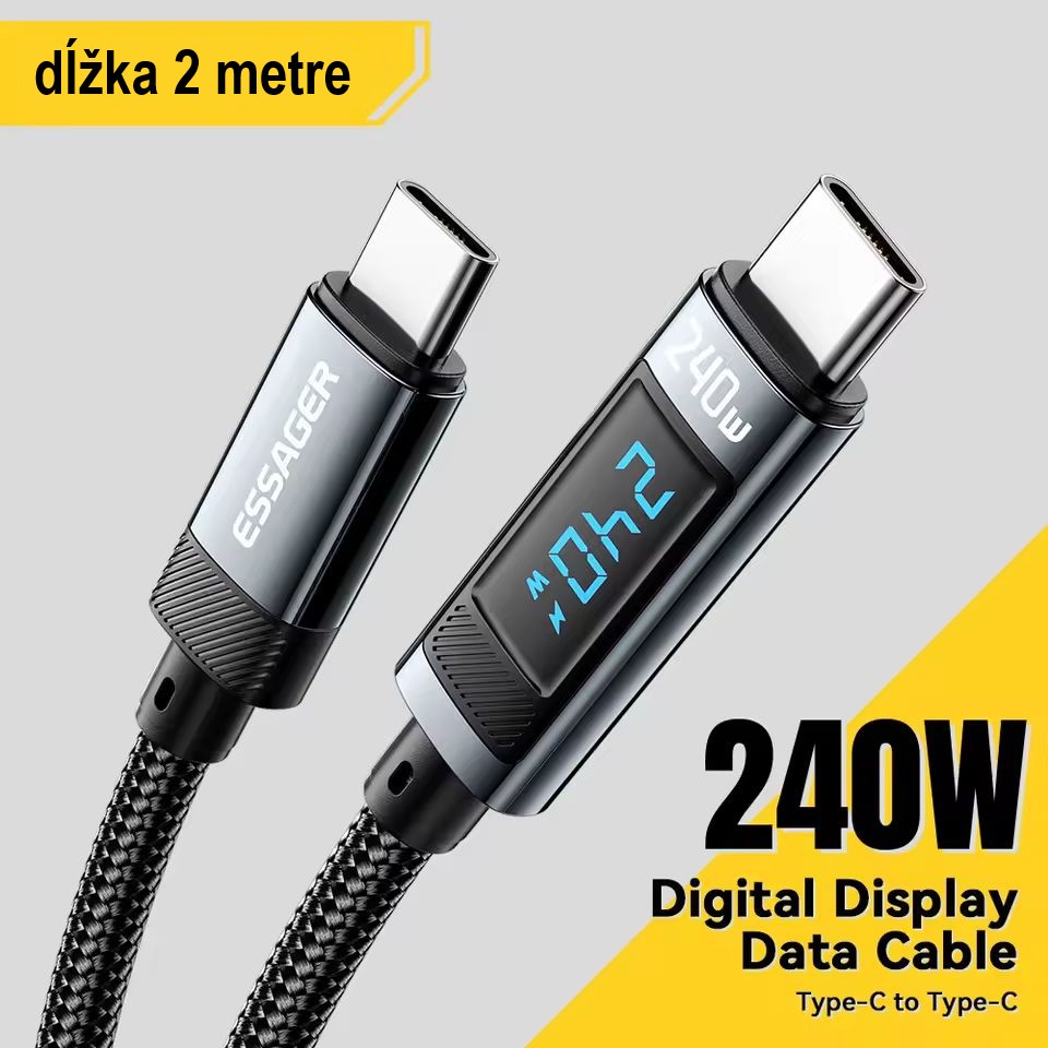 Rýchlonabíjací kábel typ C-C 2m 240W/5A