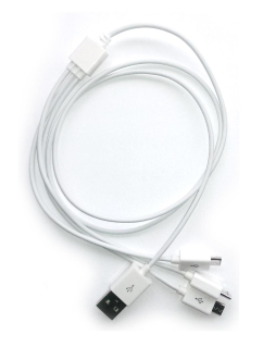 Multinabíjací kábel - 3x micro USB - biely