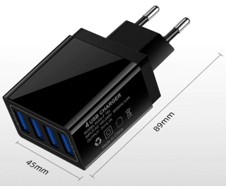 Sieťová rýchlonabíjačka - výstup 4x USB